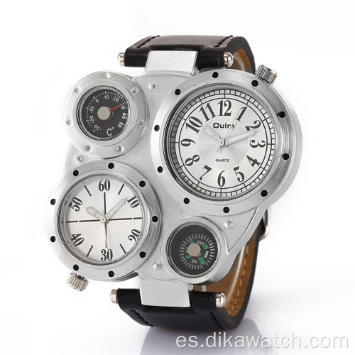 Relojes grandes cuadrados con esfera irregular para hombre, reloj deportivo de cuarzo con doble zona horaria, reloj deportivo resistente al agua, reloj Masculino de lujo